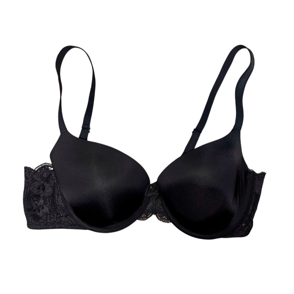 Victoria Secret Dream Angels Lined Demi Bra Smooth And Lace Bra 38C Black Sexy